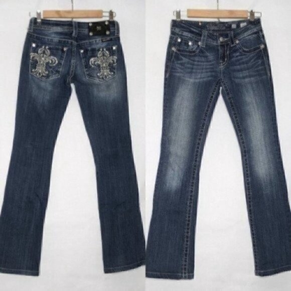 MISS ME Jeans BOOTCUT Fleu De Lis - Picture 2 of 9